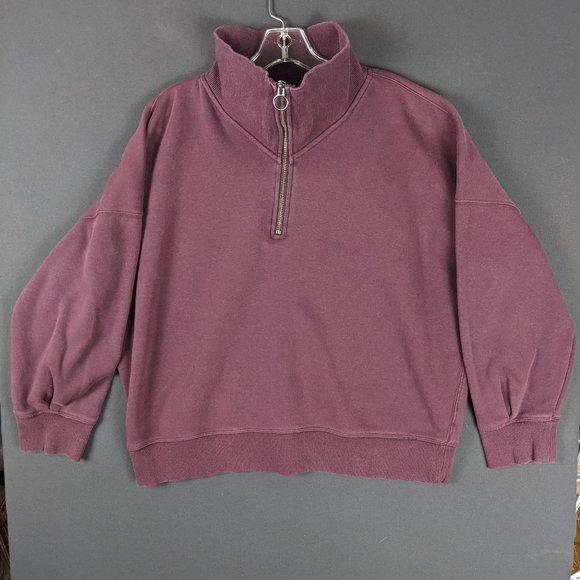 Athleta Sweaters - Athleta Sweater Women Large Maroon Pullover Oversize Long Crop Y2K Sweatshirt